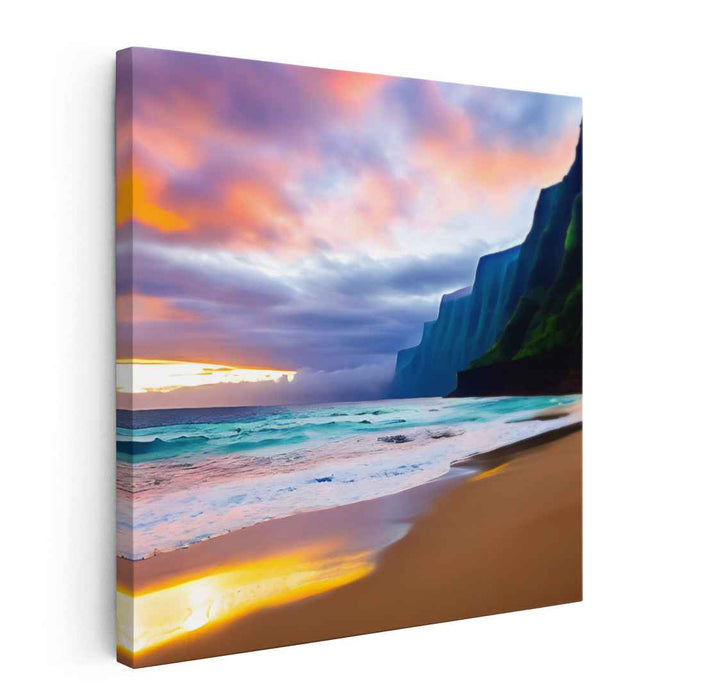 Majestic Sunset Cliffs: Surreal Coastal Landscape Canvas Art