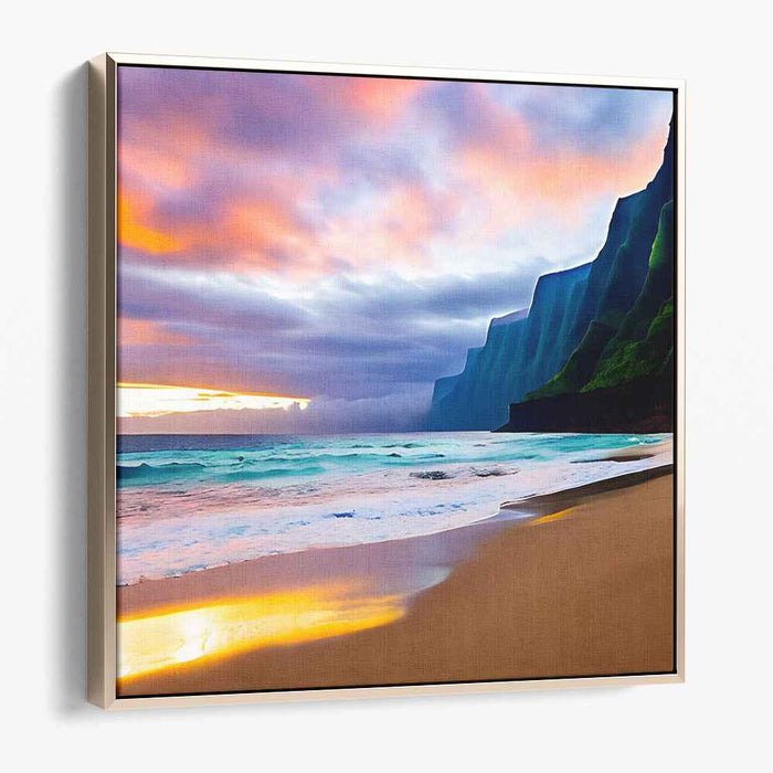 Majestic Sunset Cliffs: Surreal Coastal Landscape Canvas Art