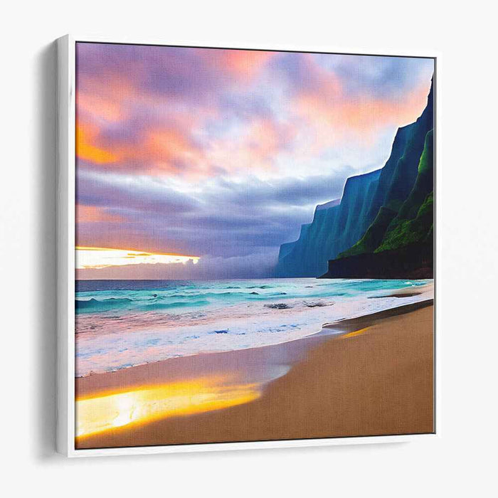 Majestic Sunset Cliffs: Surreal Coastal Landscape Canvas Art