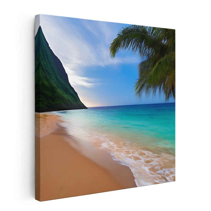 Tropic Breeze Haven: Serene Tropical Beach Canvas Art Print