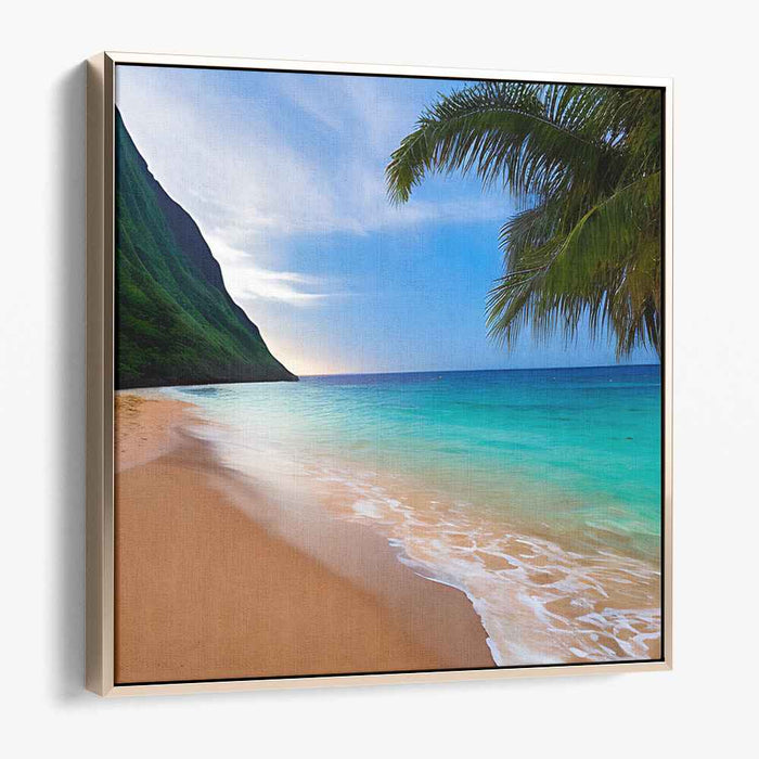 Tropic Breeze Haven: Serene Tropical Beach Canvas Art Print