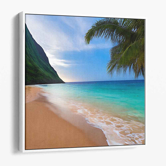 Tropic Breeze Haven: Serene Tropical Beach Canvas Art Print