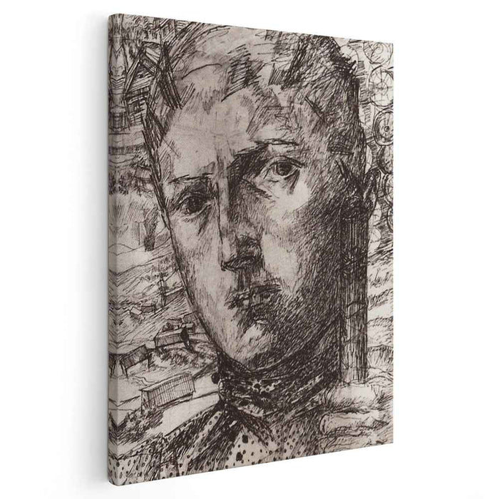 Head boys against the backdrop of the rural landscape (1927) by Kuzma Petrov-Vodkin