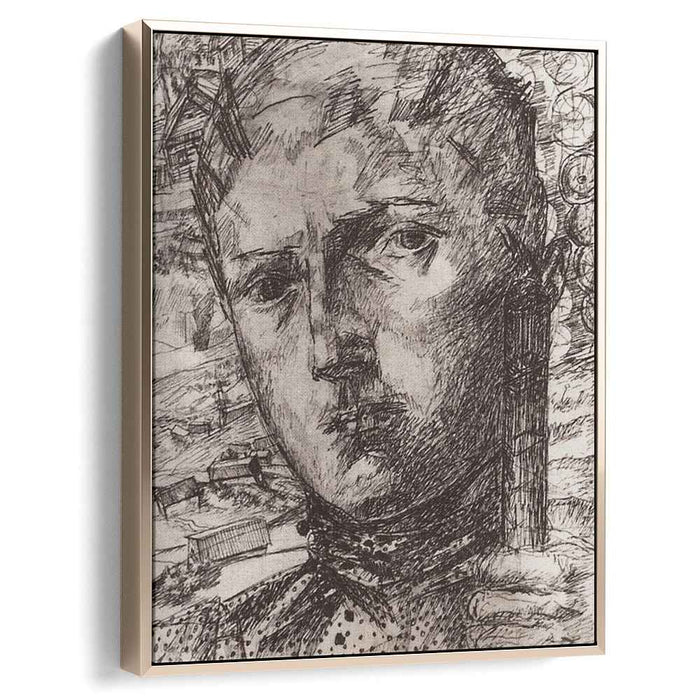 Head boys against the backdrop of the rural landscape (1927) by Kuzma Petrov-Vodkin