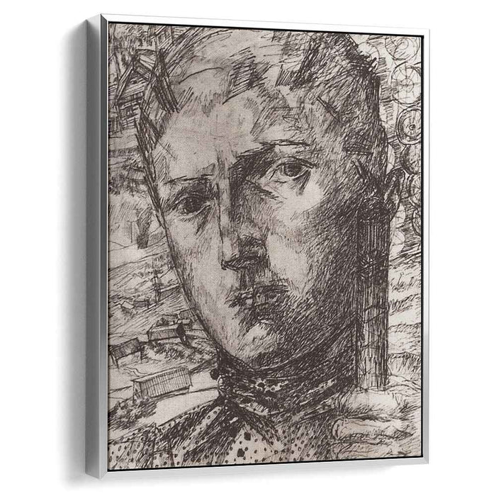 Head boys against the backdrop of the rural landscape (1927) by Kuzma Petrov-Vodkin