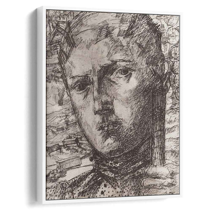 Head boys against the backdrop of the rural landscape (1927) by Kuzma Petrov-Vodkin