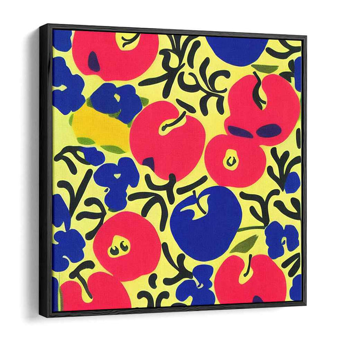 Vibrant Pop Art Apples and Flowers Canvas Print: