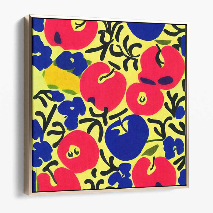 Vibrant Pop Art Apples and Flowers Canvas Print: