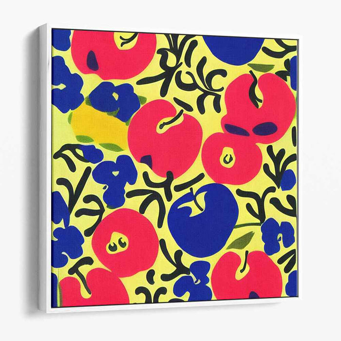 Vibrant Pop Art Apples and Flowers Canvas Print: