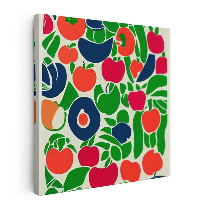 Harvest Harmony: Abstract Pop Art Fruit and Vegetable Canvas Print