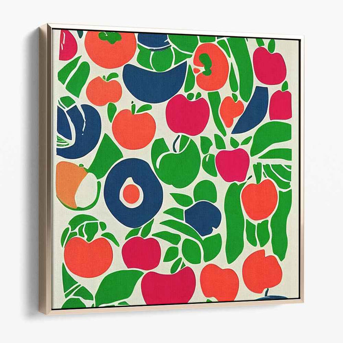 Harvest Harmony: Abstract Pop Art Fruit and Vegetable Canvas Print