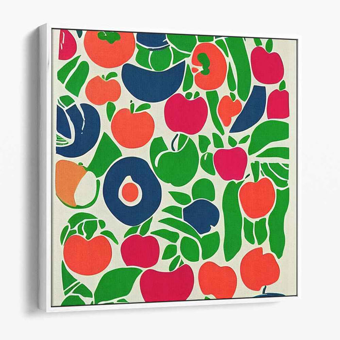 Harvest Harmony: Abstract Pop Art Fruit and Vegetable Canvas Print