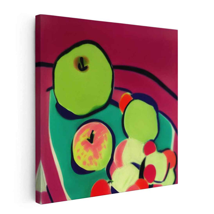 Tangled Harvest Serenade: Modernist Fruit Still Life Canvas Art