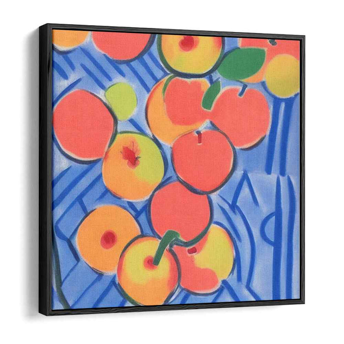 Orchard Bliss: Vibrant Fruits on Blue Canvas Art