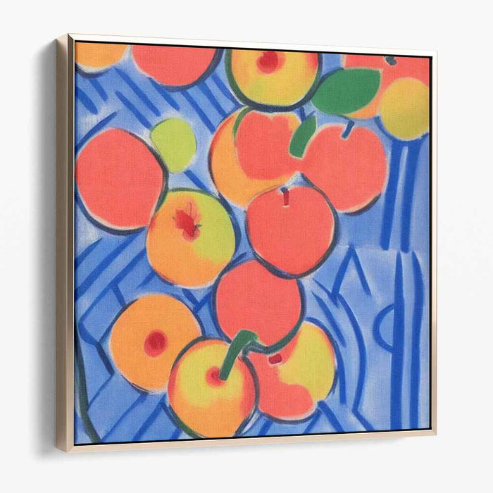 Orchard Bliss: Vibrant Fruits on Blue Canvas Art