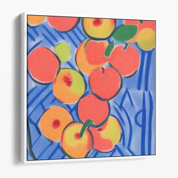 Orchard Bliss: Vibrant Fruits on Blue Canvas Art