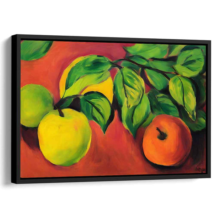 Tart Citrus Harmony: Fauvist Still Life of Apples and Lemon