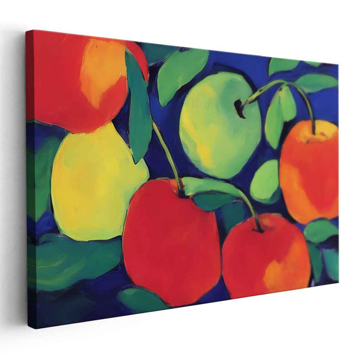 Orchard Vibrations: Abstract Expressionist Apple Canvas Art Print