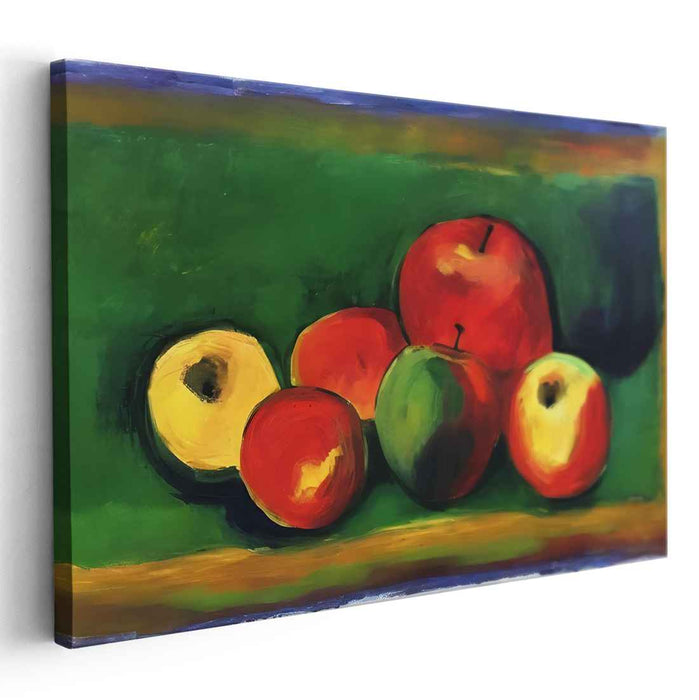 Fruitful Echoes: Post-Impressionist Apple Still Life Canvas Art Print
