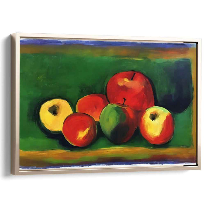 Fruitful Echoes: Post-Impressionist Apple Still Life Canvas Art Print