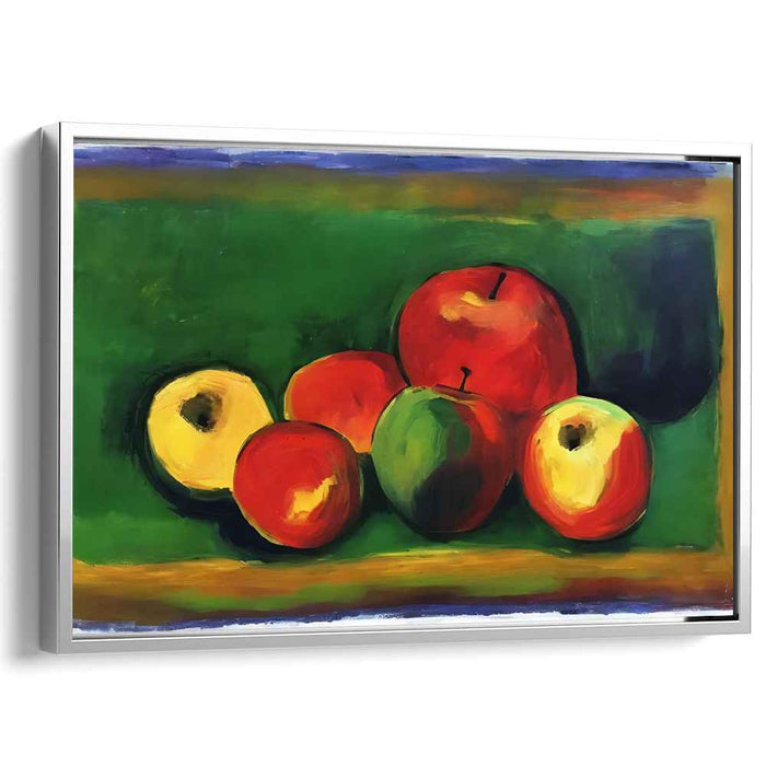Fruitful Echoes: Post-Impressionist Apple Still Life Canvas Art Print