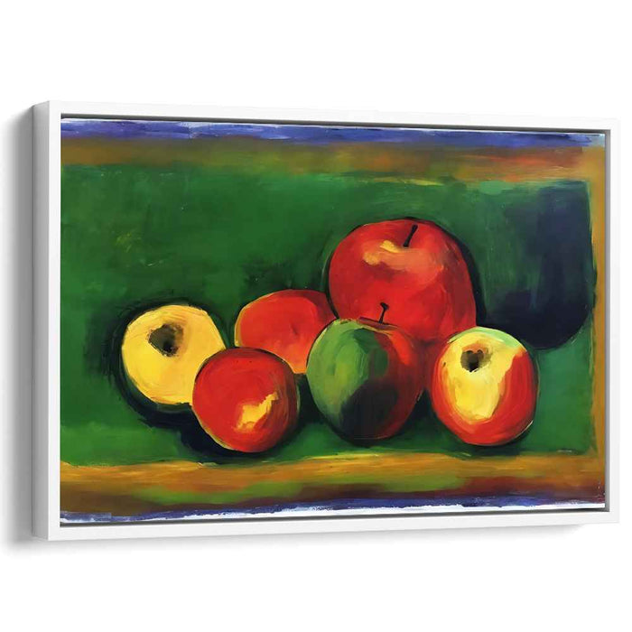 Fruitful Echoes: Post-Impressionist Apple Still Life Canvas Art Print