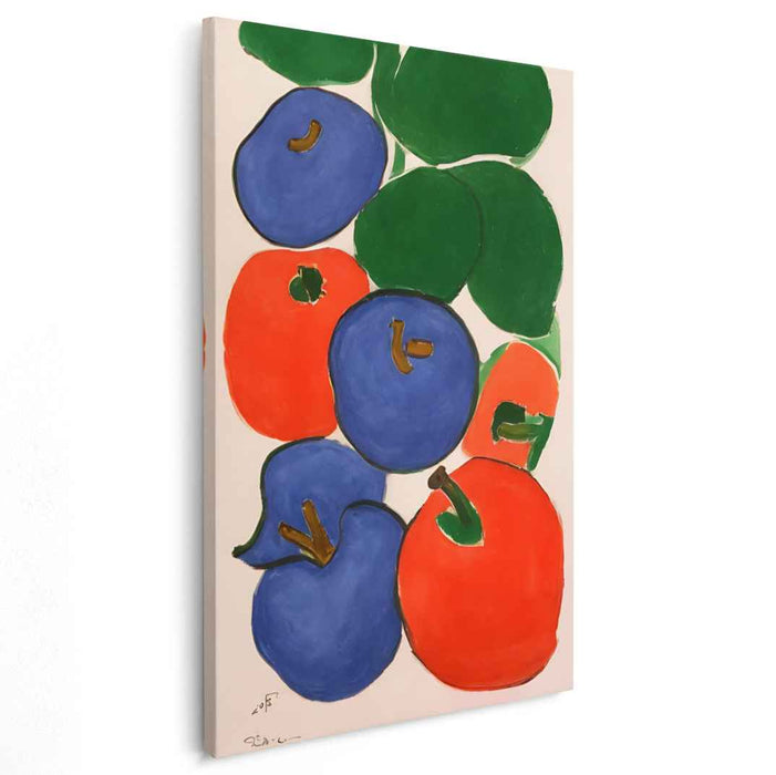 Vibrant Fruit Harmony: Modernist Still Life with Apples and Plums