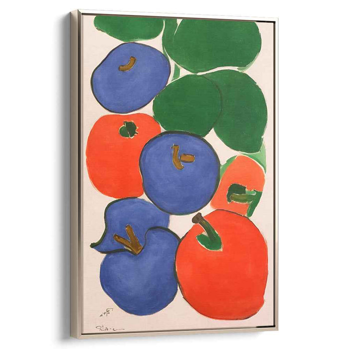 Vibrant Fruit Harmony: Modernist Still Life with Apples and Plums