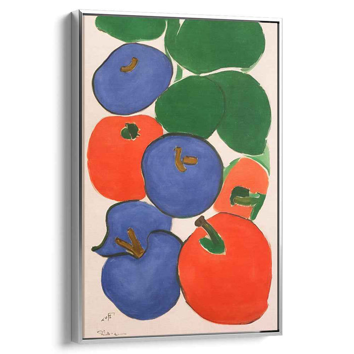 Vibrant Fruit Harmony: Modernist Still Life with Apples and Plums