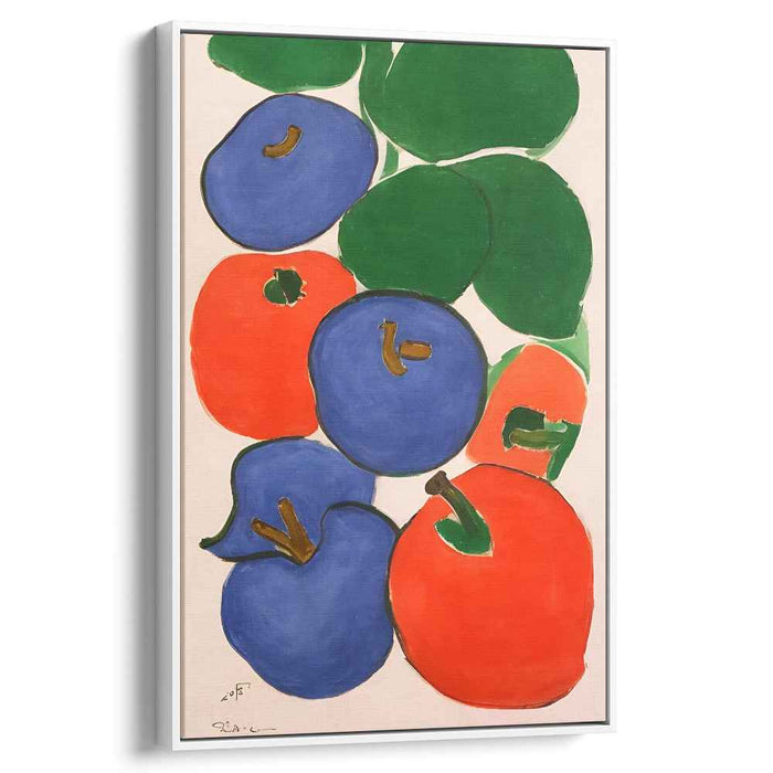 Vibrant Fruit Harmony: Modernist Still Life with Apples and Plums