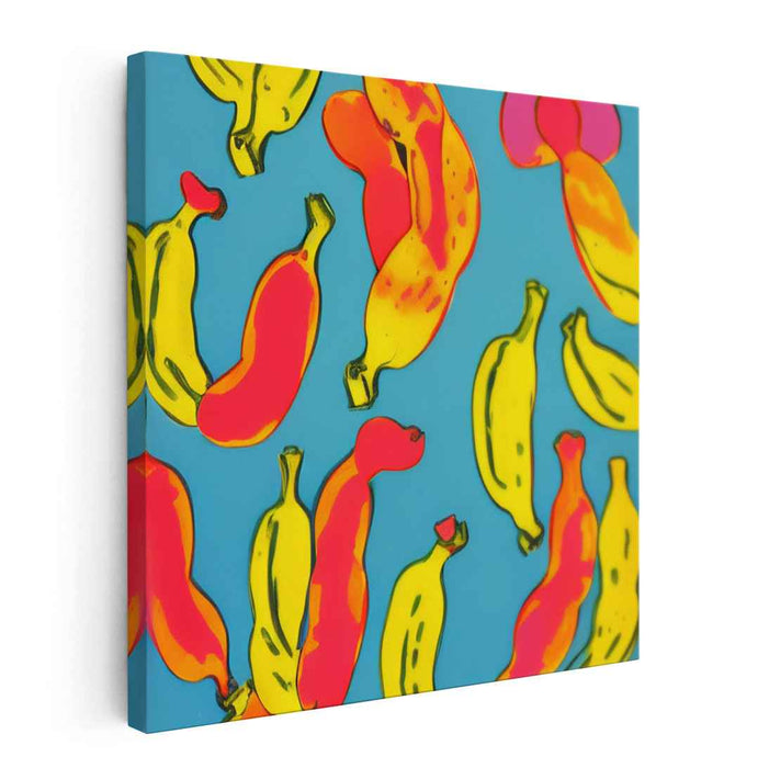 Island Beat Mix: Vibrant Banana and Papaya Pop Art Canvas