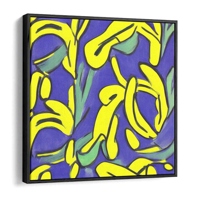 Luminous Whirlwind Fusion: Bold Yellow and Blue Swirls Canvas Art Print