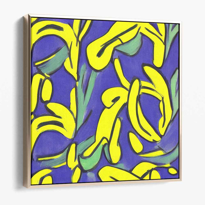 Luminous Whirlwind Fusion: Bold Yellow and Blue Swirls Canvas Art Print