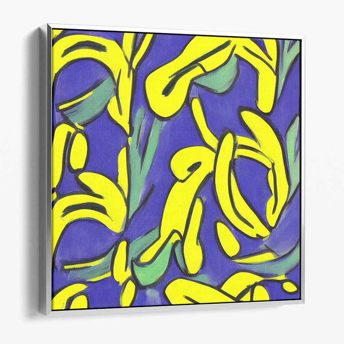 Luminous Whirlwind Fusion: Bold Yellow and Blue Swirls Canvas Art Print