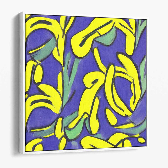 Luminous Whirlwind Fusion: Bold Yellow and Blue Swirls Canvas Art Print