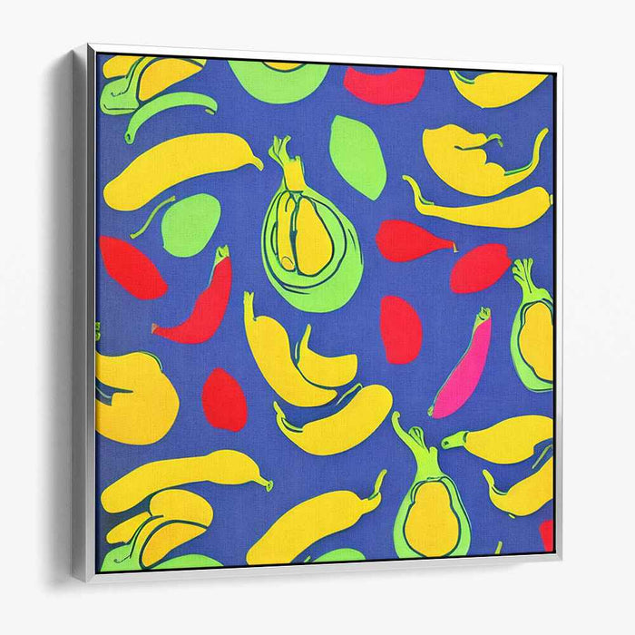 Pop Harvest Abundance: Pop Art Inspired Vibrant Fruit and Vegetable Canvas