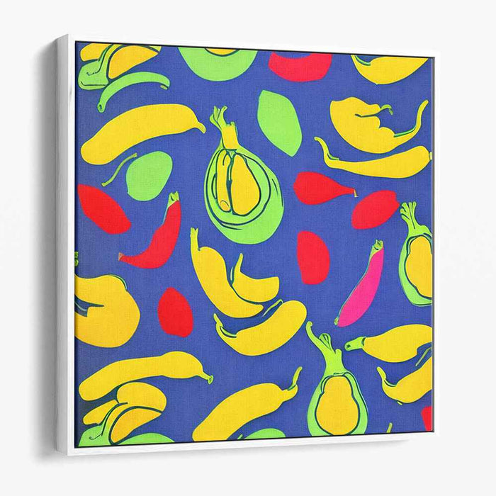 Pop Harvest Abundance: Pop Art Inspired Vibrant Fruit and Vegetable Canvas