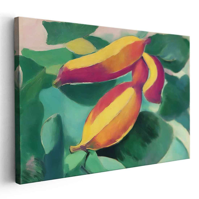 Tropical Sunshine Whispers: Vivid Banana Leaf Canvas Art
