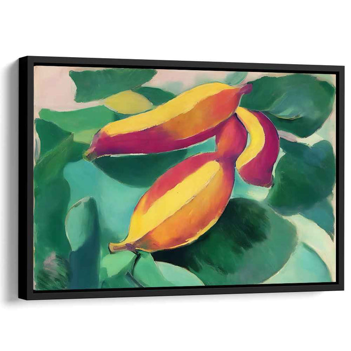 Tropical Sunshine Whispers: Vivid Banana Leaf Canvas Art