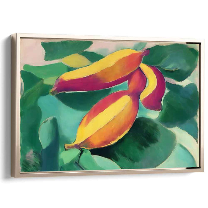 Tropical Sunshine Whispers: Vivid Banana Leaf Canvas Art