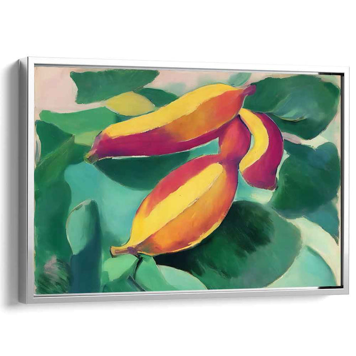 Tropical Sunshine Whispers: Vivid Banana Leaf Canvas Art