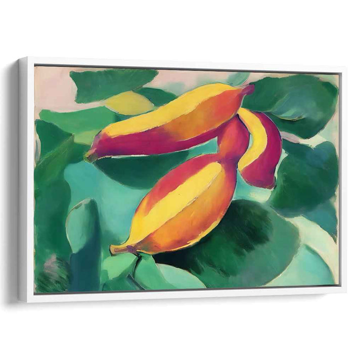 Tropical Sunshine Whispers: Vivid Banana Leaf Canvas Art