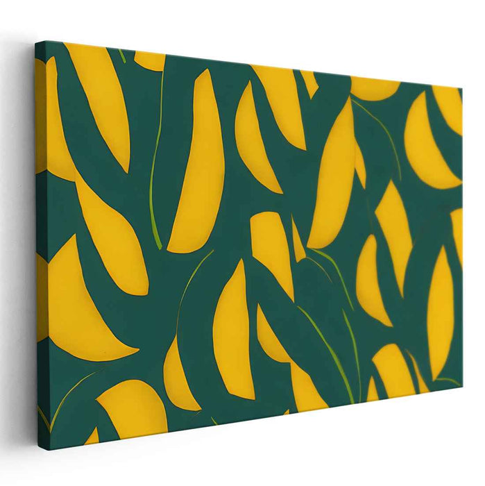 Jungle Embrace: Vivid Banana Leaf Illustration Canvas Art