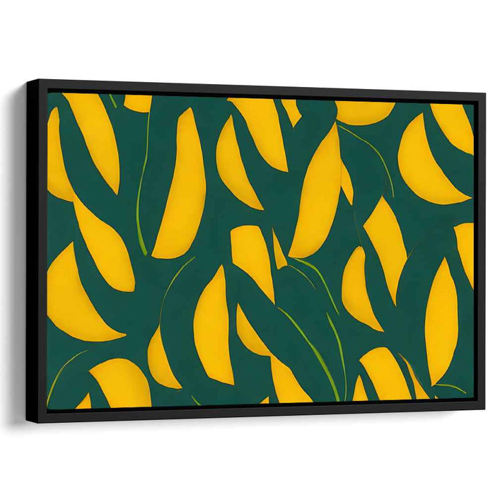 Jungle Embrace: Vivid Banana Leaf Illustration Canvas Art