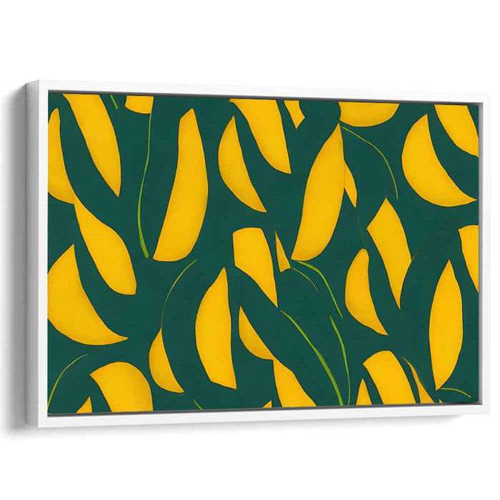 Jungle Embrace: Vivid Banana Leaf Illustration Canvas Art