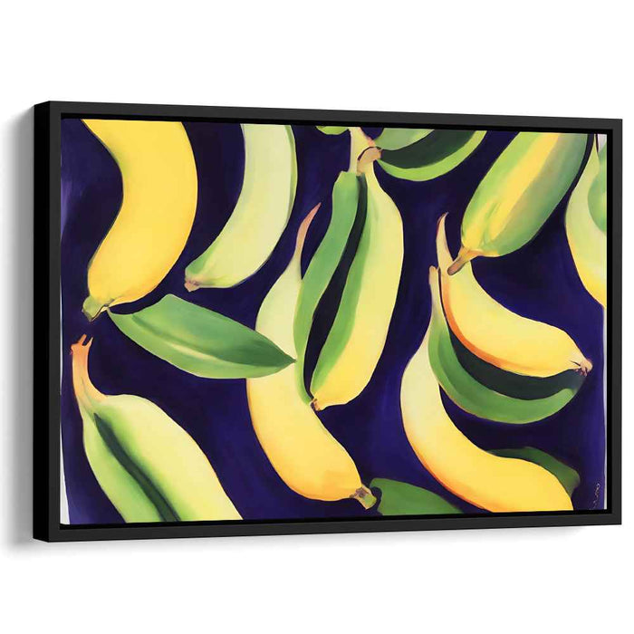 Yellow Song in Indigo: Vibrant Banana Composition on Deep Blue Canvas