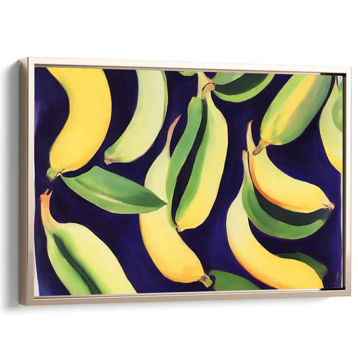 Yellow Song in Indigo: Vibrant Banana Composition on Deep Blue Canvas