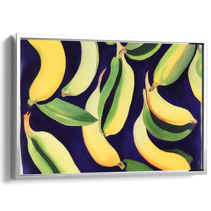 Yellow Song in Indigo: Vibrant Banana Composition on Deep Blue Canvas