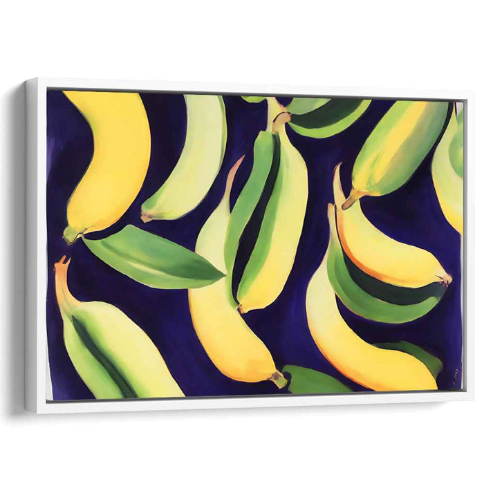 Yellow Song in Indigo: Vibrant Banana Composition on Deep Blue Canvas