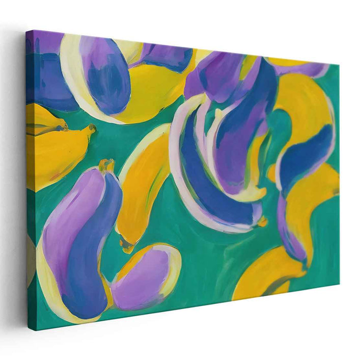 Exotic Produce Abstract Fusion: Abstract Bananas and Eggplants Canvas Art Print